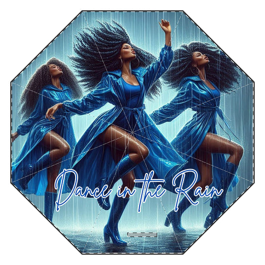 Blue Dance in the Rain Semi-Automatic Foldable Umbrella for Gift for African American Woman