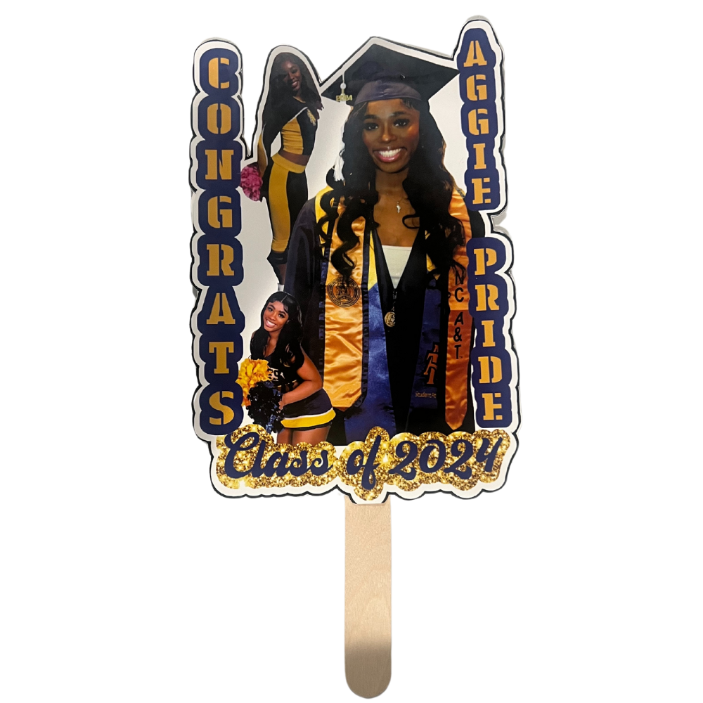 Custom Head Big Face Cut-out on a Stick Fan Personalized with up to 3 pictures Handheld fan for Graduation Wedding Fan